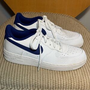 Nike White and Navy Leather Sneakers
